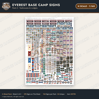Alpine Railworks 30171N N Scale Everest Base Camp Signs - Teahouses