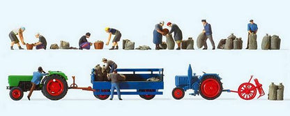 Preiser 13008 HO Scale Farm Machinery Potato Harvest Set w/2