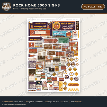 Alpine Railworks 31034HO HO Scale Roadside Signs - Cliff Rock House
