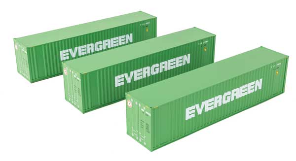 Walthers Scenemaster 18200 HO Scale 40' Flat Panel Container - 3-Pack -- Evergre