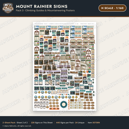 Alpine Railworks 30736N N Scale Tourist Signs - Mount Rainier