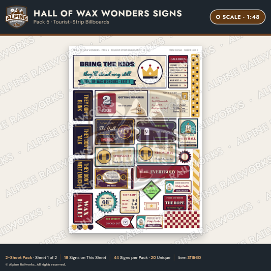 Alpine Railworks 31156O O Scale Roadside Attraction Signs - Wax Museum