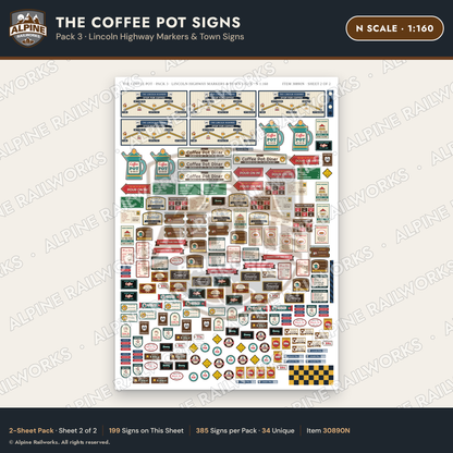 Alpine Railworks 30890N N Scale Roadside Signs - Coffee Pot Diner