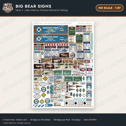 Alpine Railworks 30731HO HO Scale Tourist Signs - Big Bear Lake