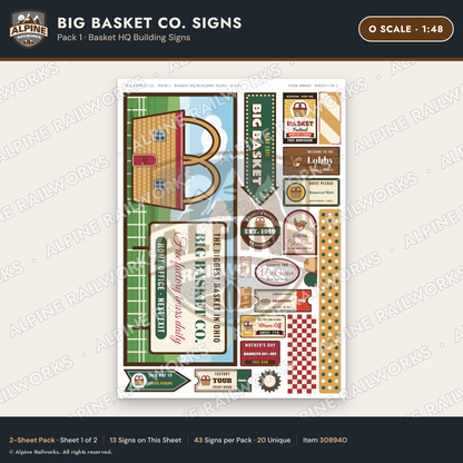 Alpine Railworks 30894O O Scale Roadside Signs - Basket Building
