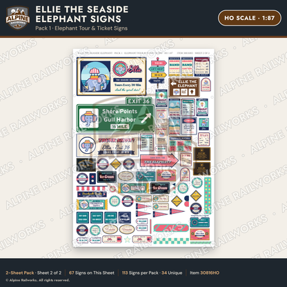 Alpine Railworks 30816HO HO Scale Roadside Signs - Elephant Building