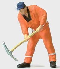 Preiser 28090 HO Scale Worker Track Worker w/Pick