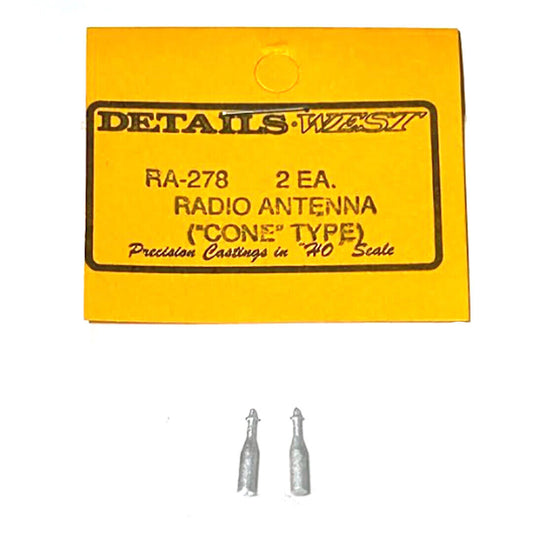 Details West RA-278 HO Scale Radio Antenna -- "Cone" Type pkg(2)
