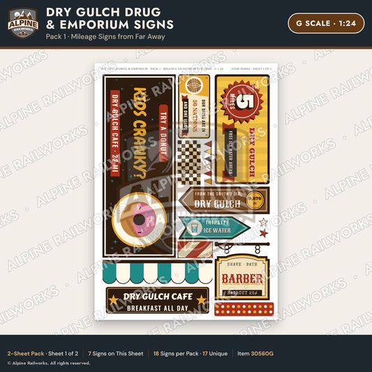 Alpine Railworks 30560G G Scale Roadside Signs - Western Drug Store