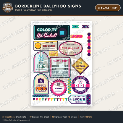 Alpine Railworks 30542G G Scale Roadside Signs - Border Tourist Stop
