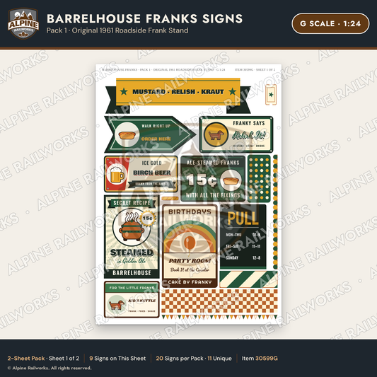 Alpine Railworks 30599G G Scale Fast Food Signs - Hot Dogs