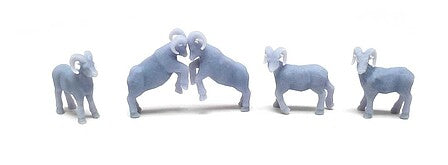 All Scale Miniatures 870989 HO Scale Bighorn Sheep -- Unpainted (5)