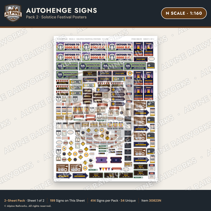 Alpine Railworks 30823N N Scale Roadside Attraction Signs - Car Henge