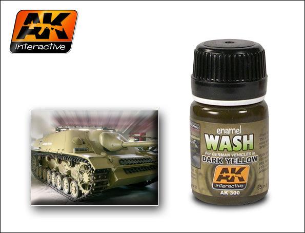 AK Interactive 300 Dark Yellow Wash Enamel Paint 35ml Bottle