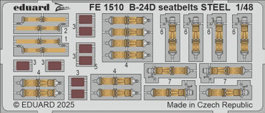 Eduard FE1510 1/48 B-24D Seatbelts STEEL Zoom Set for HOBBY BOSS Kit