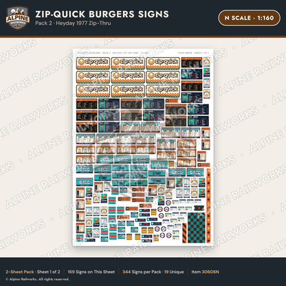 Alpine Railworks 30606N N Scale Fast Food Signs - Burger Stand