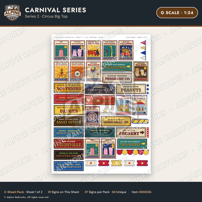 Alpine Railworks 30002G G Scale Carnival Signs - Circus Big Top