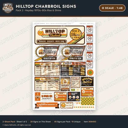 Alpine Railworks 30645O O Scale Fast Food Signs - Charbroiled Burgers