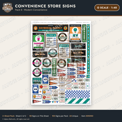 Alpine Railworks 30505O O Scale Convenience Store Signs