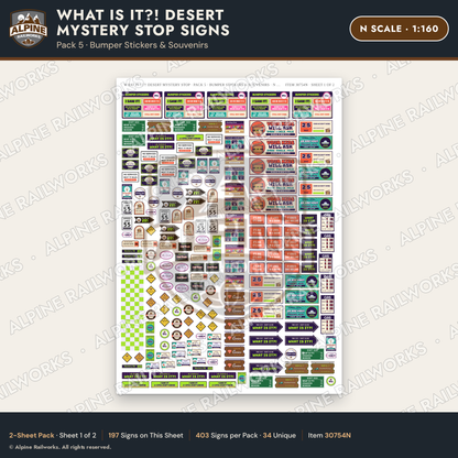 Alpine Railworks 30754N N Scale Roadside Signs - Desert Mystery Stop