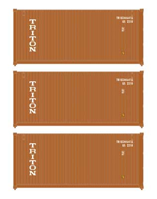 Walthers Scenemaster 18055 HO Scale 20' Fully Corrugated Container - 3pk Triton