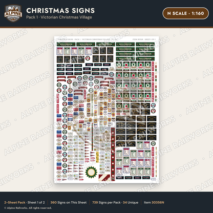 Alpine Railworks 30356N N Scale Christmas Signs