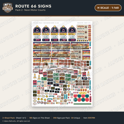 Alpine Railworks 30579N N Scale Route 66 Highway Signs