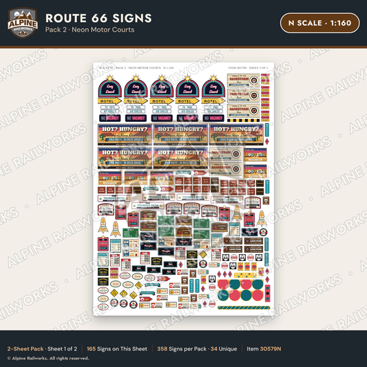 Alpine Railworks 30579N N Scale Route 66 Highway Signs
