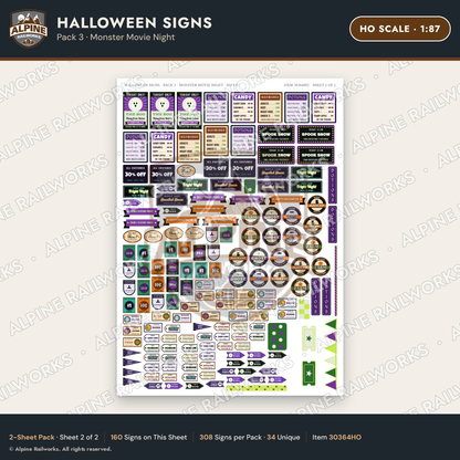 Alpine Railworks 30364HO HO Scale Halloween Signs