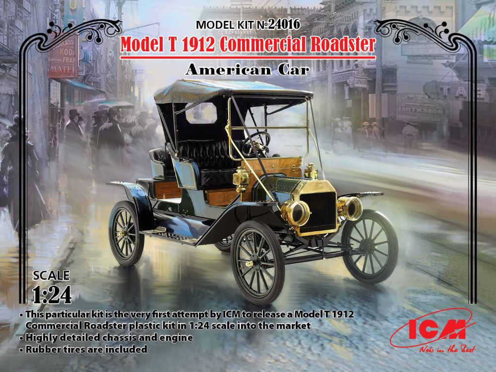 ICM Models 24016 1/24 American Model T 1912 Commercial Roadster Car