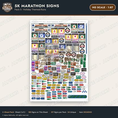 Alpine Railworks 30240HO HO Scale 5K Marathon Signs