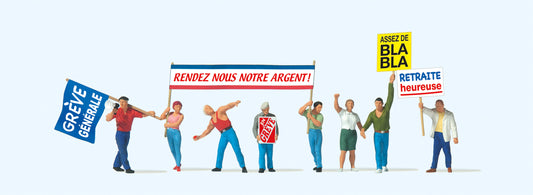 Preiser 10787 HO Scale Demonstrators w/French Signs Set
