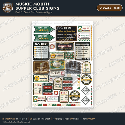 Alpine Railworks 30996O O Scale Roadside Attraction Signs - Giant Fish