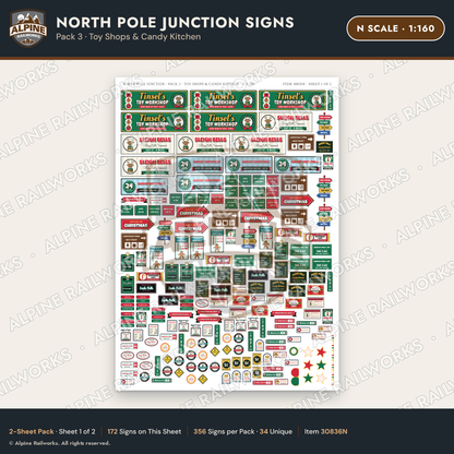 Alpine Railworks 30836N N Scale Roadside Signs - Christmas Town