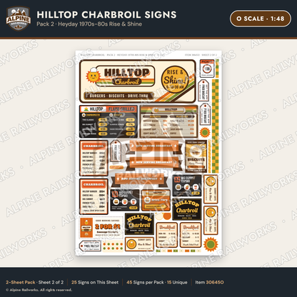 Alpine Railworks 30645O O Scale Fast Food Signs - Charbroiled Burgers