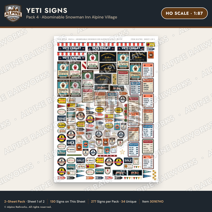 Alpine Railworks 30167HO HO Scale Yeti Signs