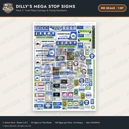 Alpine Railworks 30585HO HO Scale Roadside Signs - Travel Center