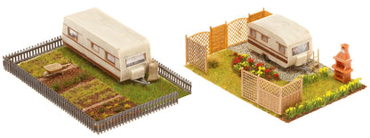 Faller 180495 HO Scale 2 Allotments with Caravan Model Kit