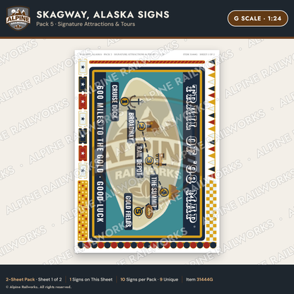 Alpine Railworks 31444G G Scale Skagway AK Signs - Attractions & Tours
