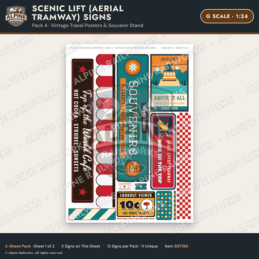 Alpine Railworks 30713G G Scale Tourist Signs - Aerial Tramway