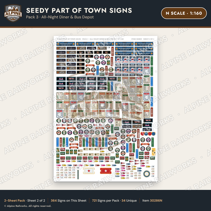 Alpine Railworks 30286N N Scale Seedy Part of Town Signs
