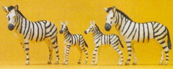 Preiser 20387 HO Scale Animals Zebras: 2 Adults & 2 Foals