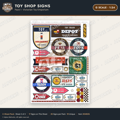 Alpine Railworks 30482G G Scale Toy Shop Signs