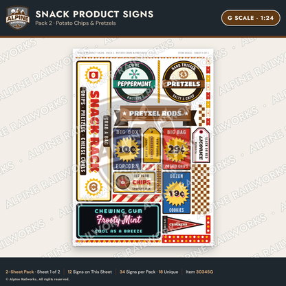 Alpine Railworks 30345G G Scale Snack Product Signs - Potato Chips