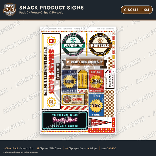 Alpine Railworks 30345G G Scale Snack Product Signs - Potato Chips