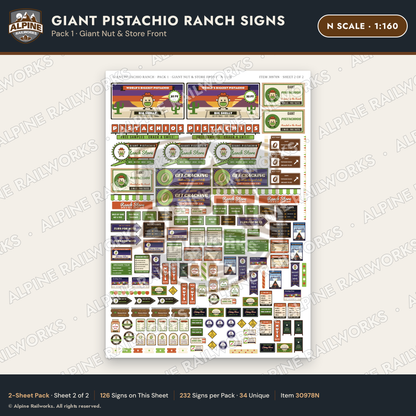 Alpine Railworks 30978N N Scale Roadside Signs - Giant Pistachio