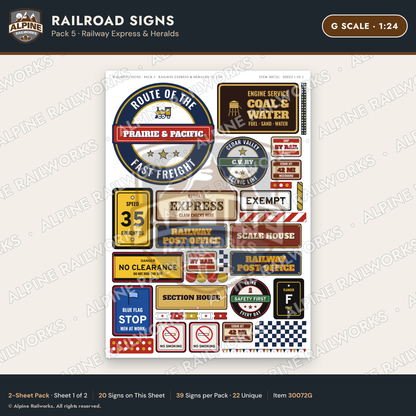 Alpine Railworks 30072G G Scale Railroad Signs - Railway Express