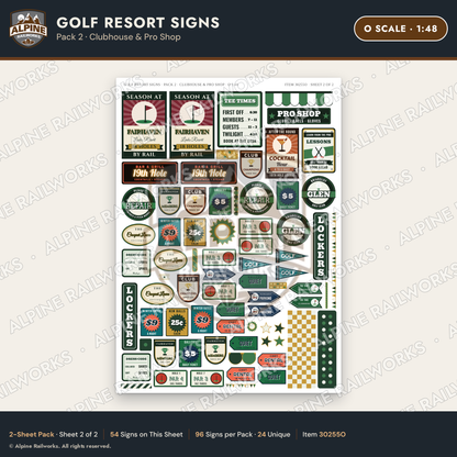 Alpine Railworks 30255O O Scale Golf Resort Signs - Clubhouse