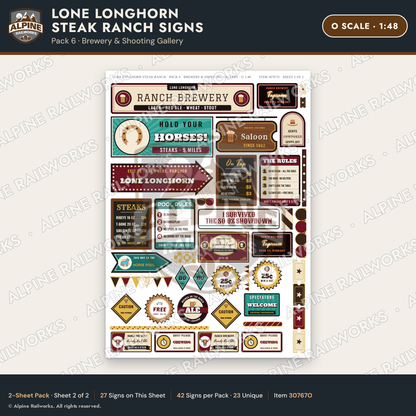 Alpine Railworks 30767O O Scale Roadside Signs - Big Steakhouse