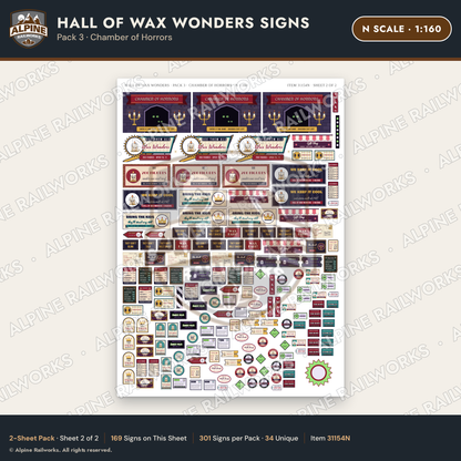 Alpine Railworks 31154N N Scale Roadside Attraction Signs - Wax Museum